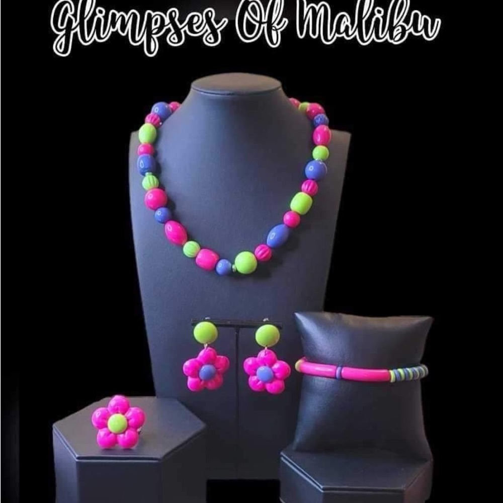 Multi Color Necklace, Bracelet, Earrings and Ring Set